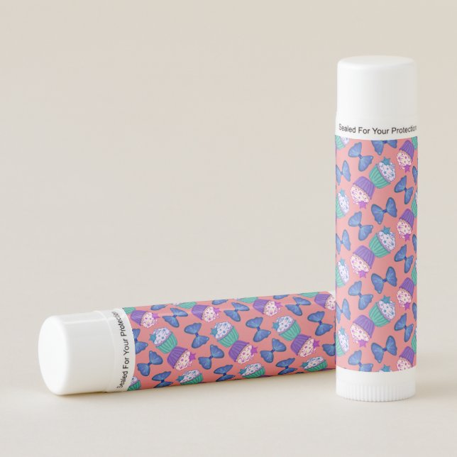 Sweet Birthday Cake Muffin Pretty Bow Cute Lip Balm (Front)