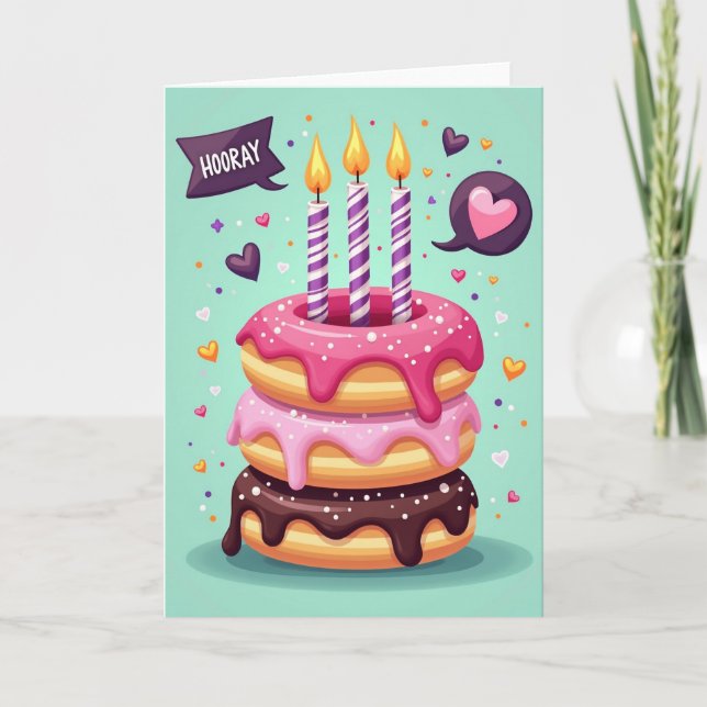 Sweet Birthday Cake Tower Card (Front)