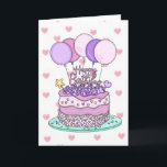 Sweet Birthday Card for Her | Birthday Cake<br><div class="desc">Have a very Sweet Birthday is the message on the inside. The front of the card has a  hand drawn pink,  purple and teal birthday cake with balloons.</div>