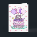 Sweet Birthday Card for Her | Birthday Cake<br><div class="desc">Have a very Sweet Birthday is the message on the inside. The front of the card has a  hand drawn pink,  purple and teal birthday cake with balloons.</div>