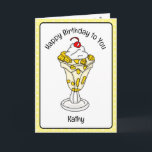 Sweet Birthday Card Ice Cream Sundae<br><div class="desc">Have a very Sweet Birthday is the message on the inside. The card is full of Kawaii style cartoon ice cream cones. Front has a pineapple ice cream sundae.</div>