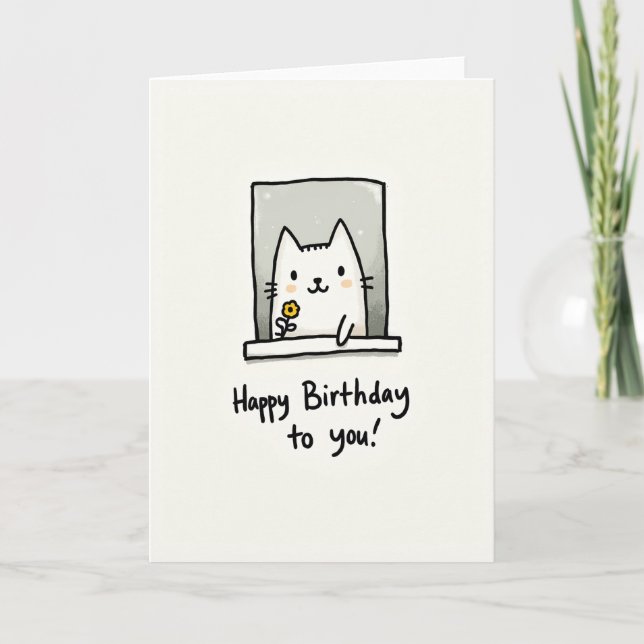 Sweet Birthday Cat Card (Front)