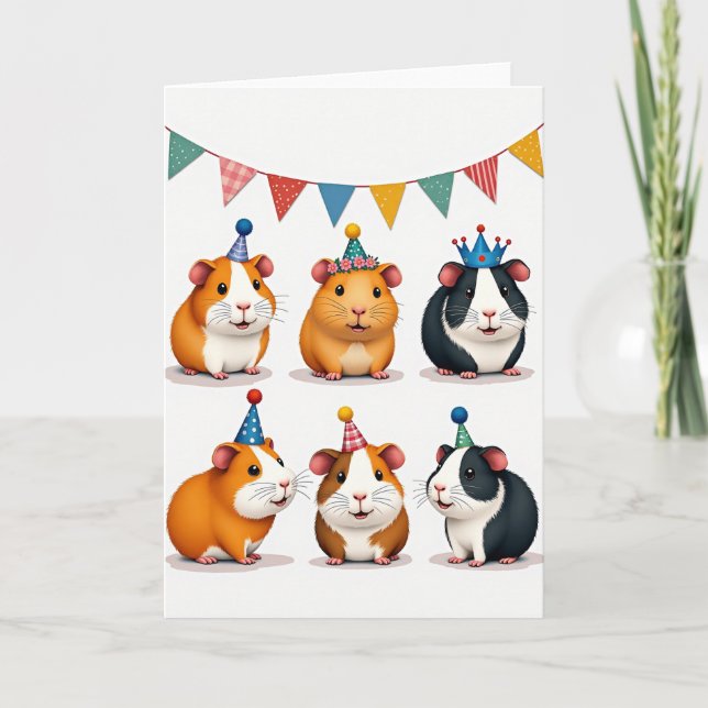 Sweet Birthday Cavy Illustration Card (Front)