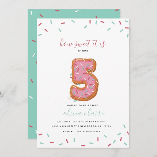 Sweet Birthday Celebration | Five Invitation (Front/Back)