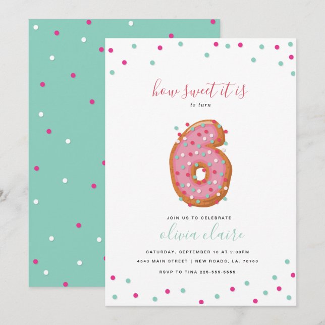 Sweet Birthday Celebration | Six Invitation (Front/Back)