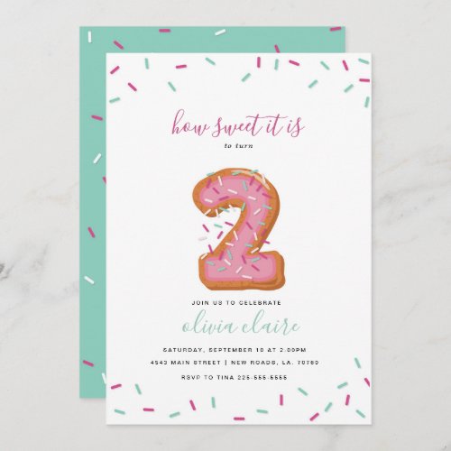 Sweet Birthday Celebration  Two Invitation