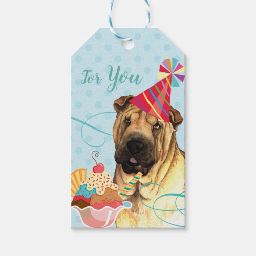 Sweet Birthday Chinese Shar_Pei Gift Tags