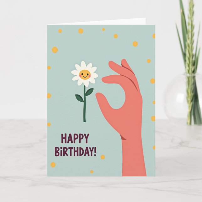 Sweet Birthday Daisy Hand Card (Front)