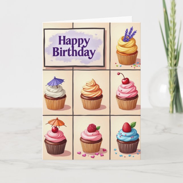 Sweet Birthday Dessert Grid Card (Front)