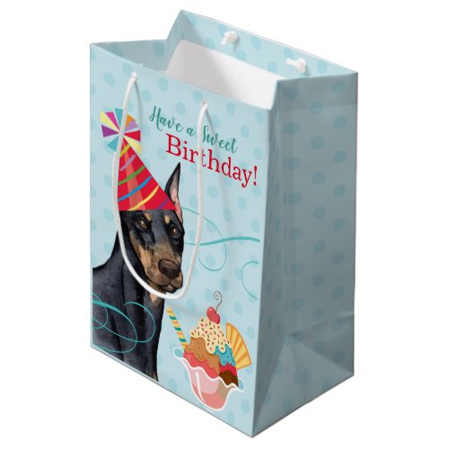 Sweet Birthday Doberman Medium Gift Bag