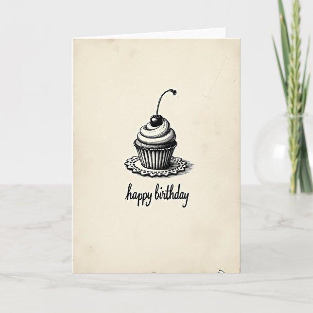 Sweet Birthday Etched Cupcake Card (Front)