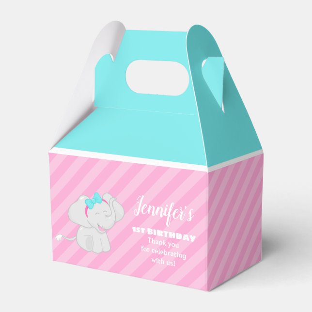 Sweet Birthday Favor Box with Elephant (Front Side)