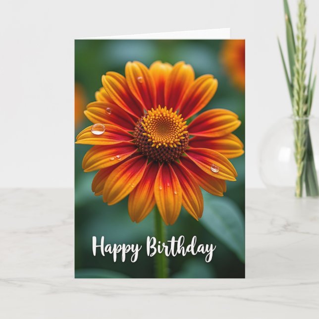 Sweet Birthday Fiery Bloom Card (Front)