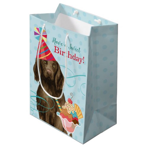 Sweet Birthday Flat_Coated Retriever Medium Gift Bag