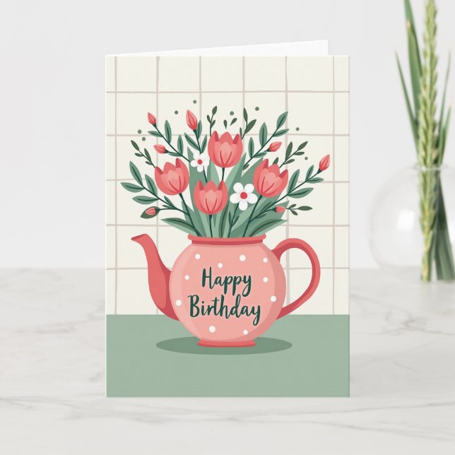 Sweet Birthday Floral Pot Card (Front)