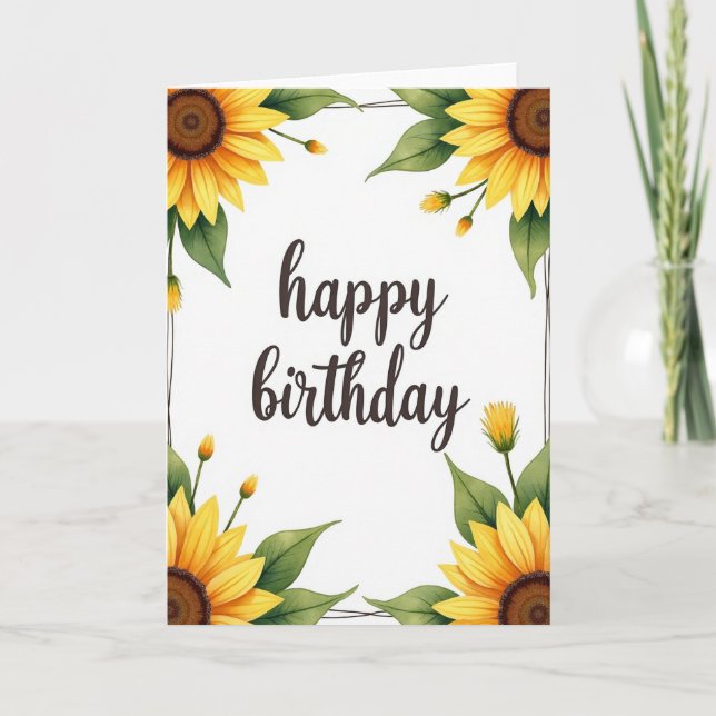 Sweet Birthday Floral Script Card (Front)
