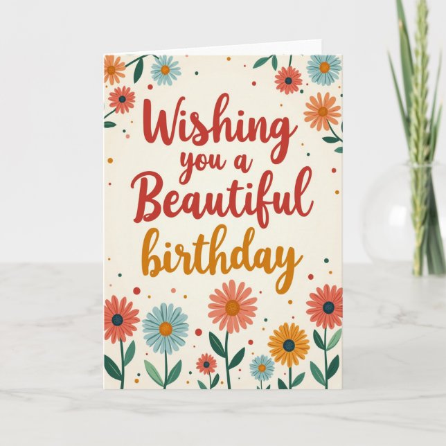Sweet Birthday Flowers Card (Front)