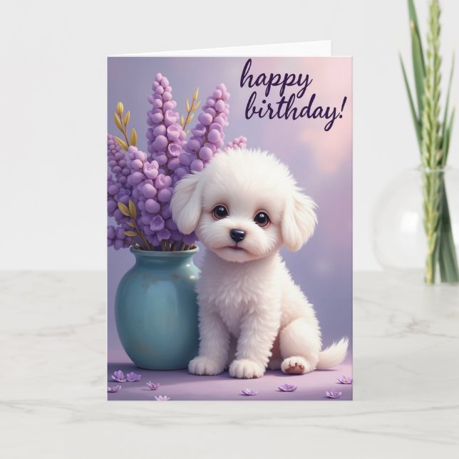 Sweet Birthday Fluffy Dog Card (Front)