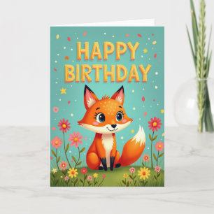 Sweet Birthday Fox Art Card