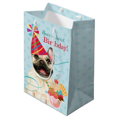 Sweet Birthday French Bulldog Medium Gift Bag