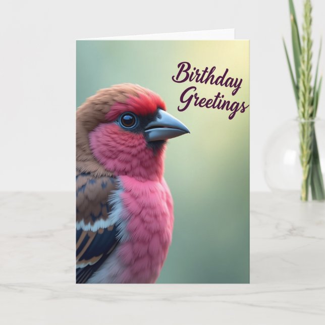 Sweet Birthday Fuchsia Bird Card (Front)
