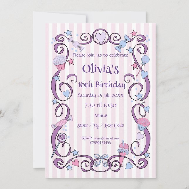 Sweet Birthday Girl Invitation (Front)