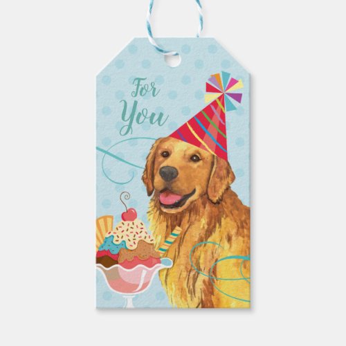 Sweet Birthday Golden Retriever Gift Tags