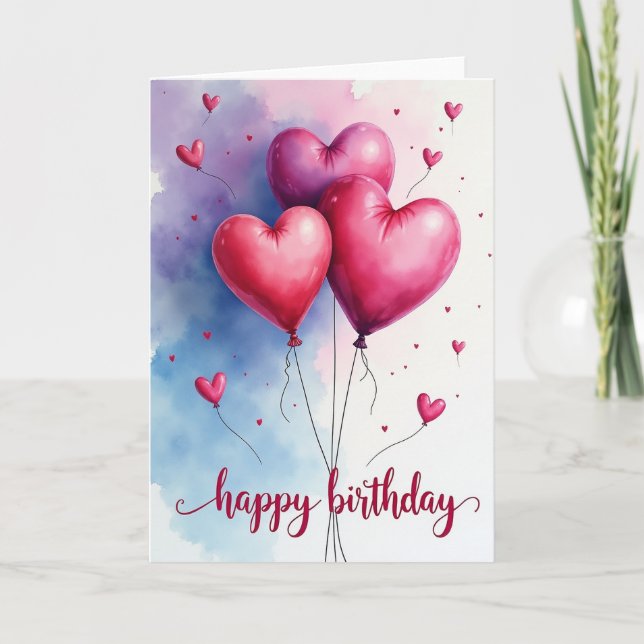 Sweet Birthday Heart Balloons Card (Front)