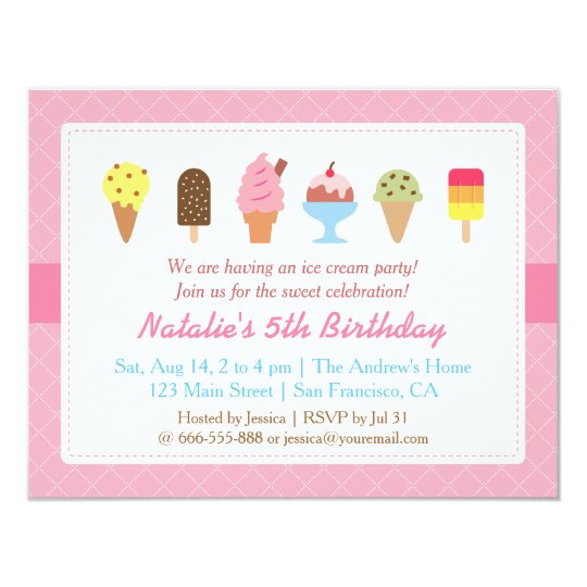 sweet birthday ice cream party invitations zazzle com