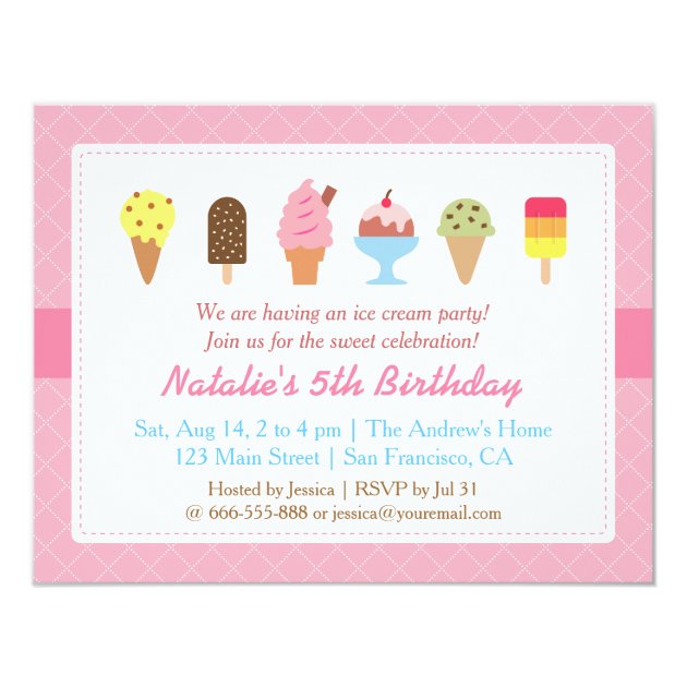 Sweet Birthday, Ice Cream Party Invitations