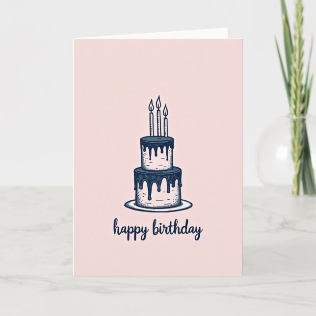 Sweet Birthday Indigo Cake Card (Front)