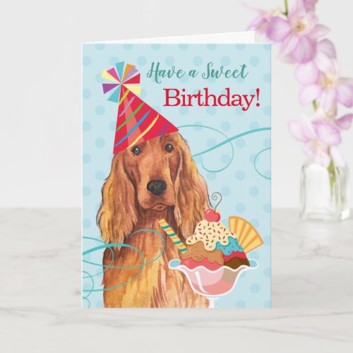 Sweet Birthday Irish Setter Card