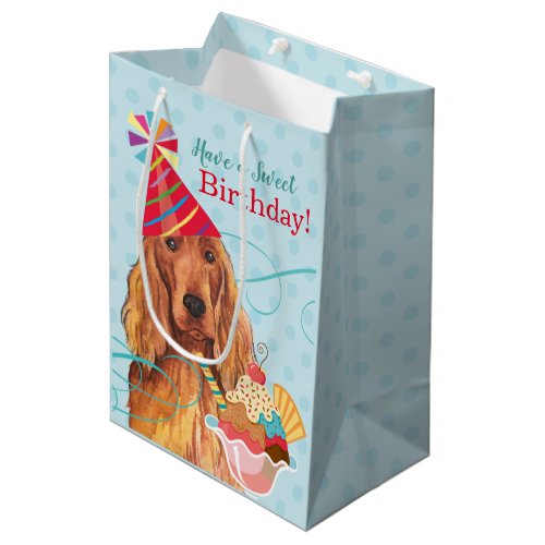 Sweet Birthday Irish Setter Medium Gift Bag