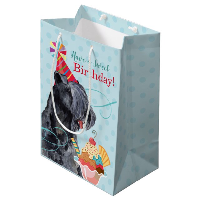 Sweet Birthday Kerry Blue Terrier Medium Gift Bag (Front Angled)