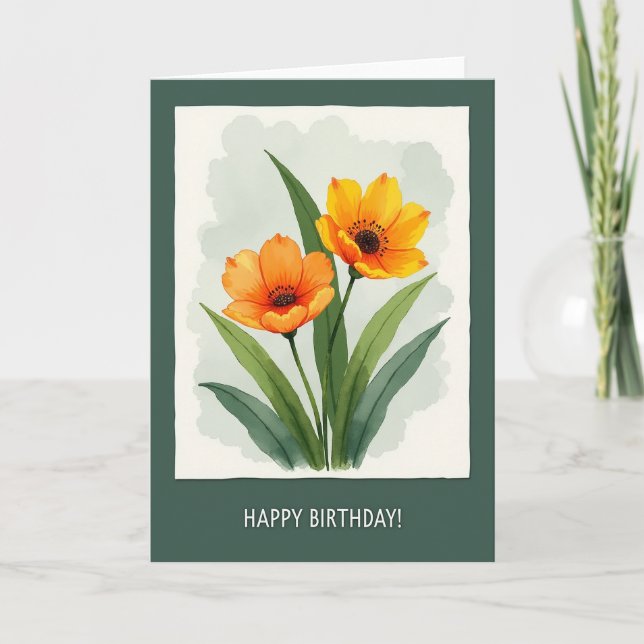 Sweet Birthday Marigold Bloom Card (Front)