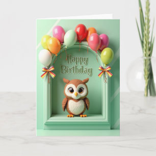 Sweet Birthday Owl Plush Card