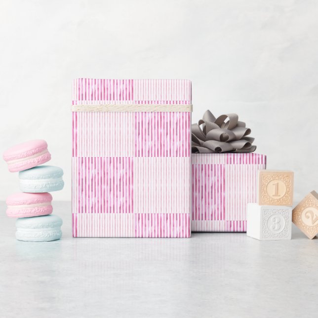 Sweet Birthday party girl Watercolor stripes Wrapping Paper (Baby Shower)