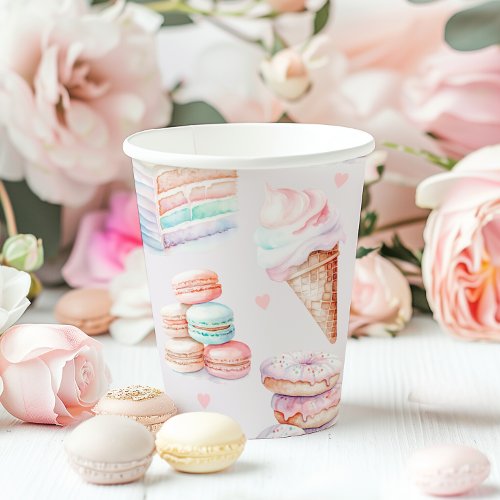 Sweet birthday party pastel candy ince cream paper cups