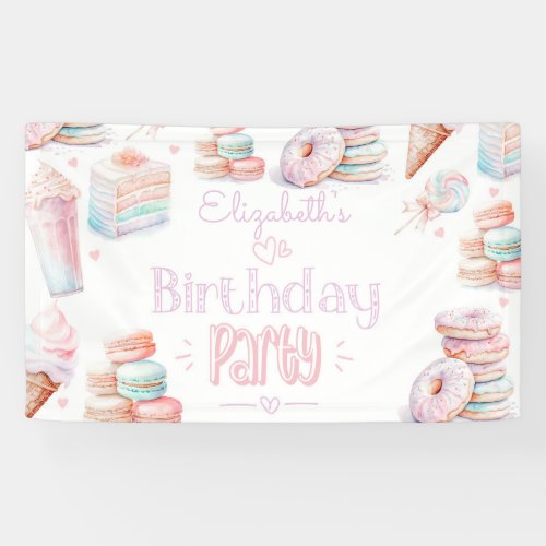 Sweet birthday party pastel sweets ice cream banner