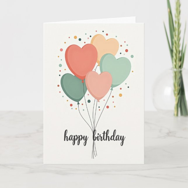 Sweet Birthday Pastel Hearts Card (Front)