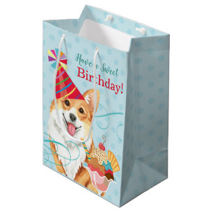 Sweet Birthday Pembroke Welsh Corgi Medium Gift Bag