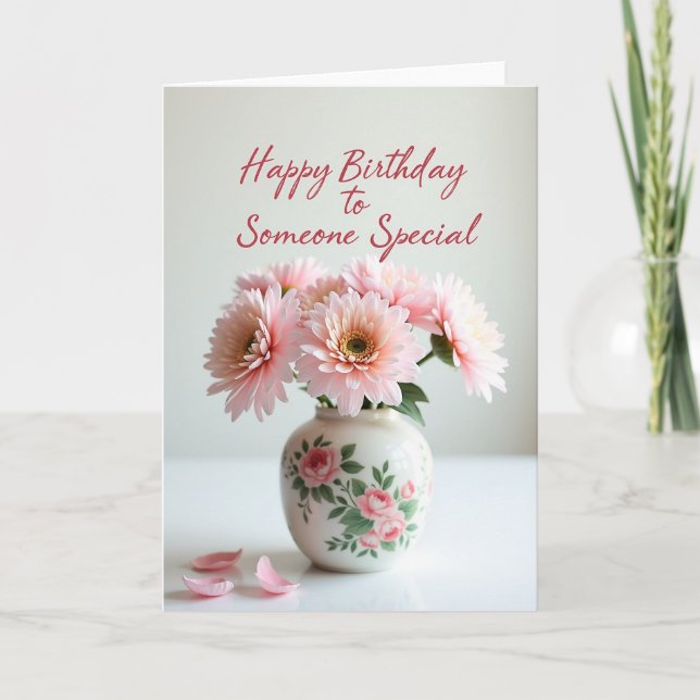 Sweet Birthday Pink Daisy Card (Front)