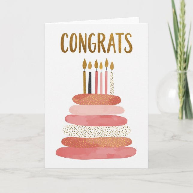 Sweet Birthday Pink Gold Card (Front)