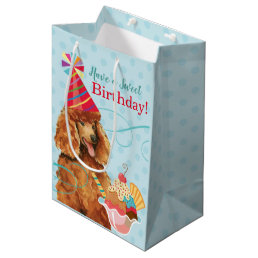 Sweet Birthday Poodle Medium Gift Bag