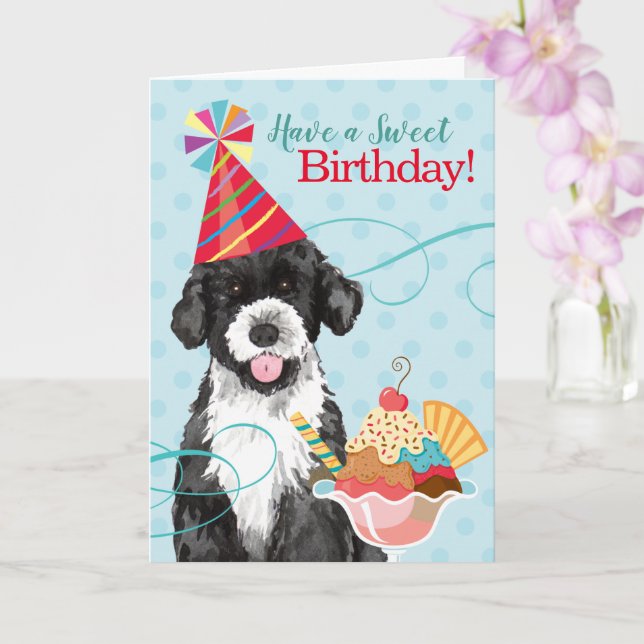 Sweet Birthday Portuguese Water Dog Card (Orchid)