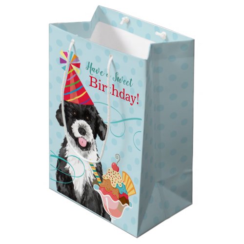 Sweet Birthday Portuguese Water Dog Medium Gift Bag