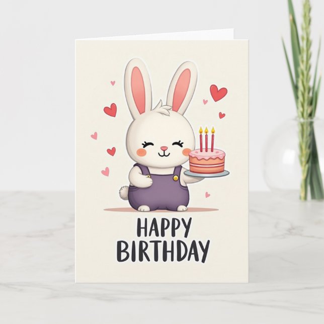 Sweet Birthday Rabbit Cake Card (Front)