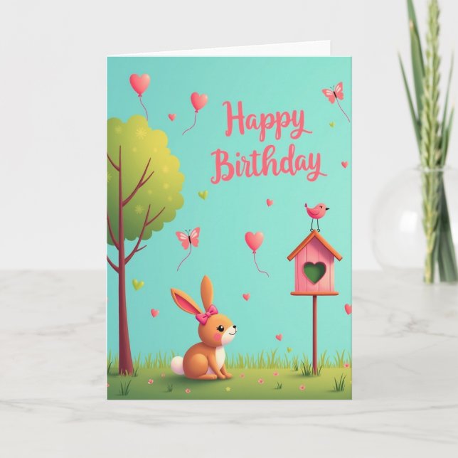 Sweet Birthday Rabbit Card (Front)