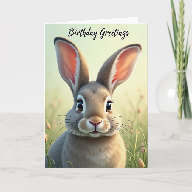 Sweet Birthday Rabbit Fur Card (Front)