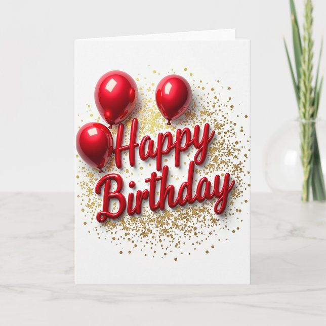 Sweet Birthday Red Script Card (Front)
